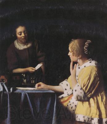 Jan Vermeer Misterss and Maid (mk30) Germany oil painting art